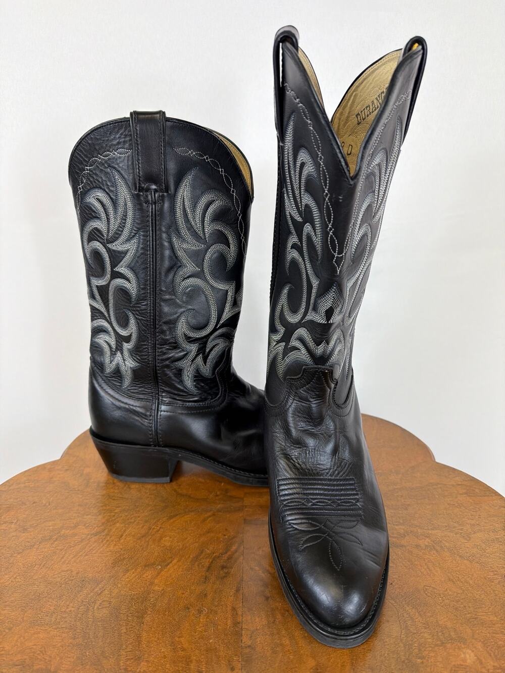 Durango Black Western Boots With Contrast Stitching Mens 8D